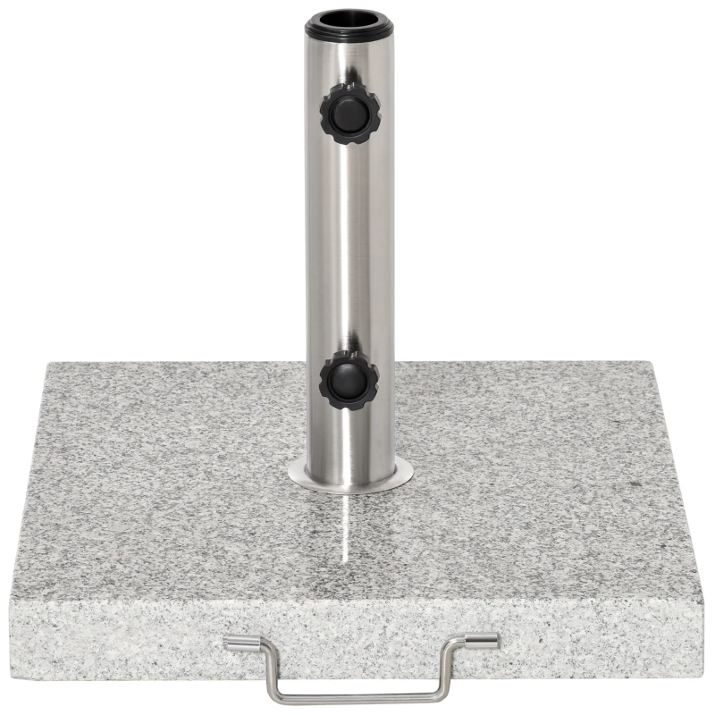 Outsunny Pied de parasol carré 25 kg, support parasol en granit avec tube en acier inoxydable Ø 35/38/48 mm, pour terrasse piscine patio jardin, 40 x 40 x 36 cm, gris