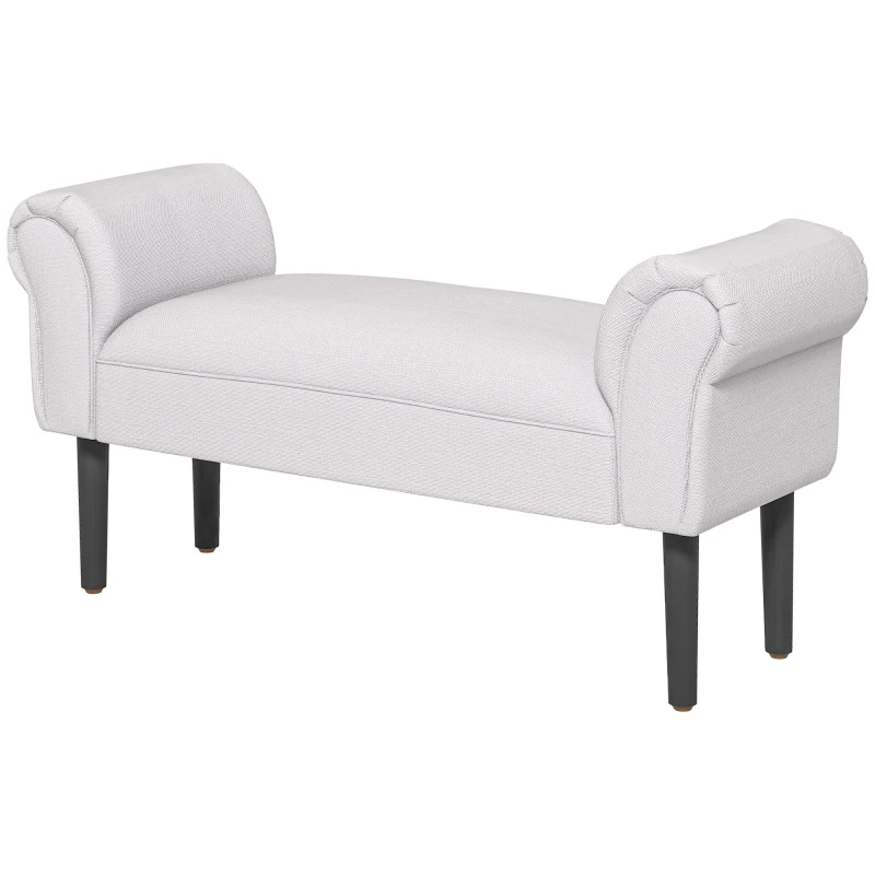 HOMCOM Banc Entrée Bout de Lit Rembourré pour Chambre à Coucher, Tissu à Voile, Gris, 102 x 36 x 51 cm