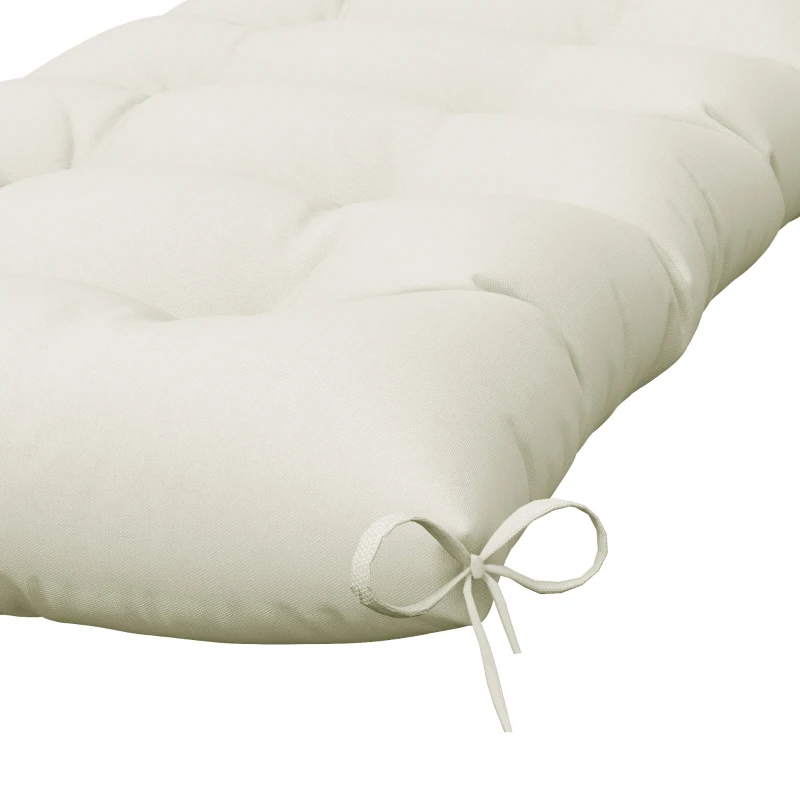 Outsunny Cojín para Banco de Jardín o Balancín128x48x8 cm con 2 Cordones de Fijación Impermeable y Protección UV 50+ Crema