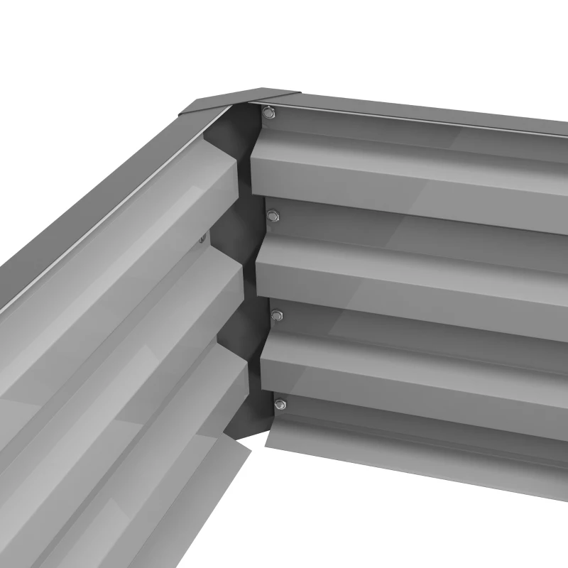 Outsunny Rectangle Raised Garden Bed Box with Weatherized Steel Frame for Vegetables, Flowers, & Herbs, 120 cm x 60 cm x 30.5 cm, Light Grey