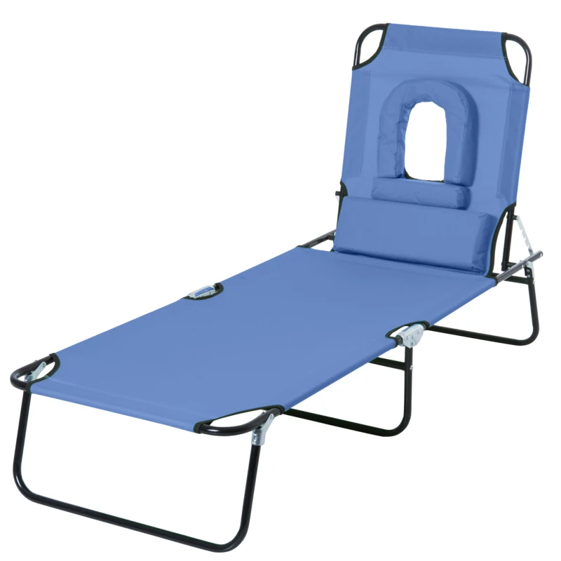 Outsunny Reading Hole Sun Lounger - Blue