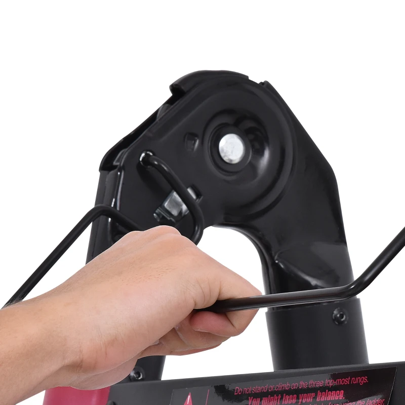 HOMCOM Scala Telescopica Pieghevole a 12 Gradini, in Alluminio e Nylon, 379x67.5x11 cm, Nera e Rossa