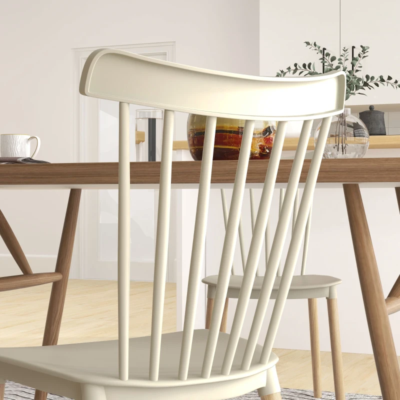 HOMCOM Juego de 4 Sillas de Comedor Estilo Nórdico con Respaldo de Polipropileno y Patas de Madera 48x52,5x83 cm Natural