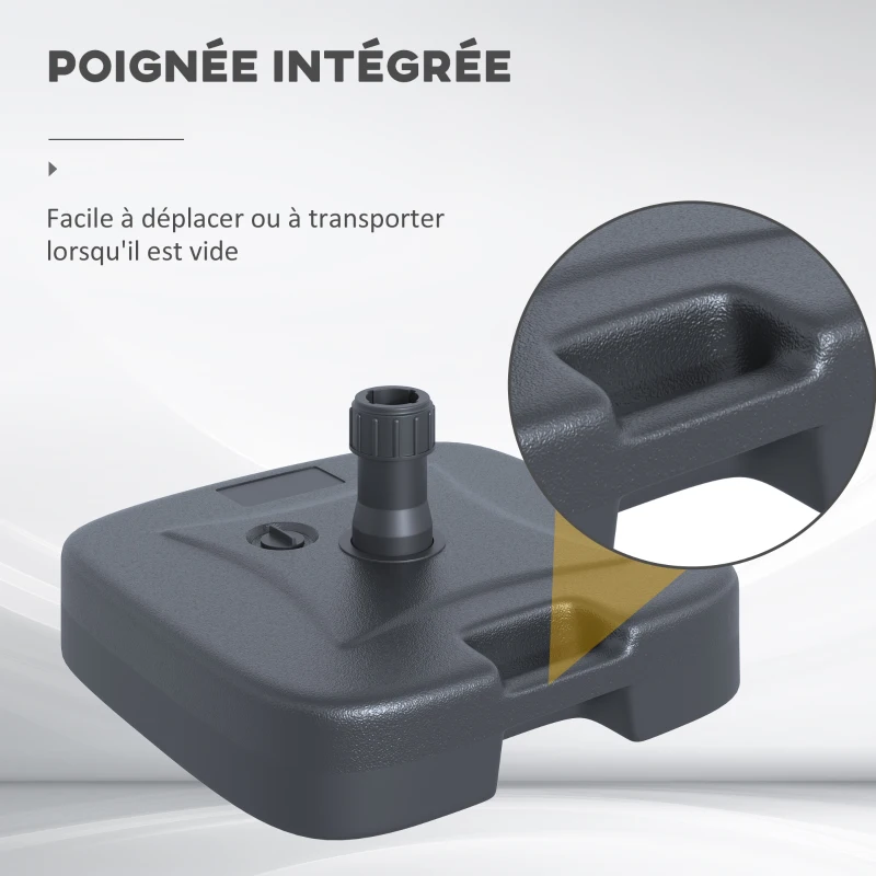 Outsunny Pied de parasol rond base de lestage parasol dim. 46L x 45l x 26H cm HDPE noir