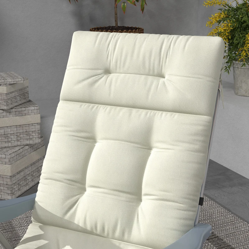 Outsunny Cojín para Tumbona de 1 Plaza 200x60x13 cm Cojín Rectangular de Algodón para Tumbonas Cojín de Asiento y Respaldo Crema
