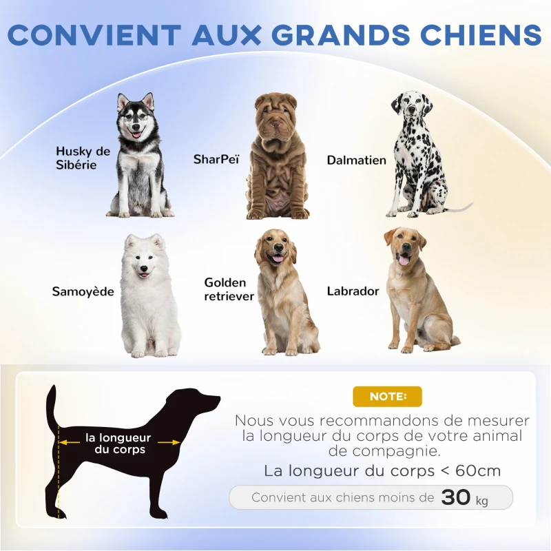 PawHut Canapé pour chien grand lit surélevé pour chien coussin lavable cadre en bois tissu polyester 98 x 67 x 25 cm gris