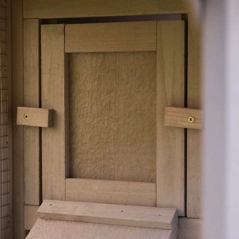 PawHut Conejera de Exterior Grande Jaula de Madera para 2-4 Conejos con Techo Asfáltico Recinto de Alambre Bandeja Extraíble y Rampas 210x45,5x84,5 cm Gris y Negro