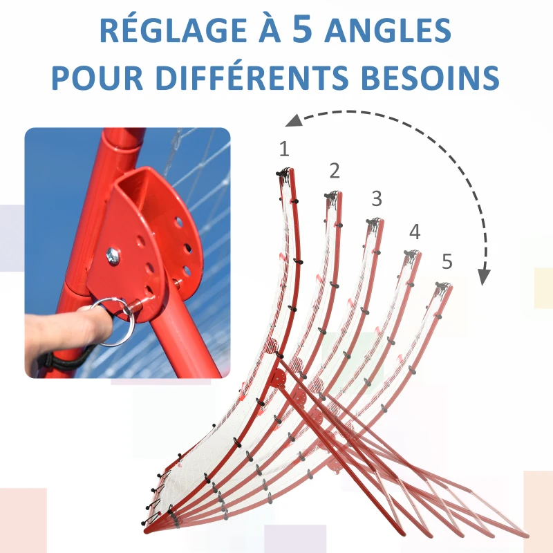 HOMCOM Filet de rebond de football, rebondisseur de football, angle réglables, accessoires de fixation fournies, rouge, blanc