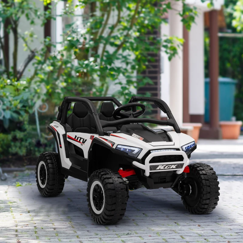 AIYAPLAY 2 Seater 24V 7AH Ride on Truck, Battery Powered Electric Ride On Car w/ Remote, Suspension, 3 Speeds, White