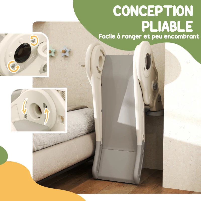 AIYAPLAY 3 en 1 Toboggan pour enfants avec panier de basket et escalade, toboggan intérieur pour enfants pliable, de 2 à 5 ans