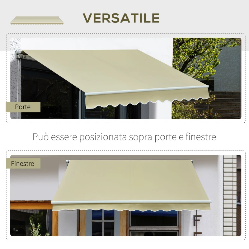 Outsunny Tenda da Sole a Bracci per Esterno con Manovella, Metallo e Poliestere, 3x2.5m Beige