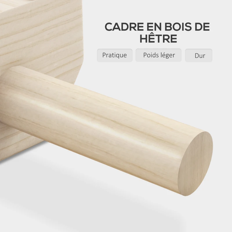SPORTNOW Lot de 2 barres parallèles poignée Push-up parallettes en bois de hêtre antidérapantes finition bois naturel