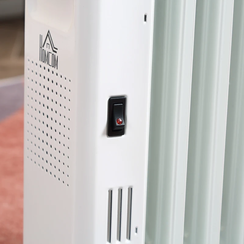 HOMCOM Radiatore a Olio a 11 Elementi, 3 Livelli di Riscaldamento e Timer, 50.5x24x63cm, Bianco