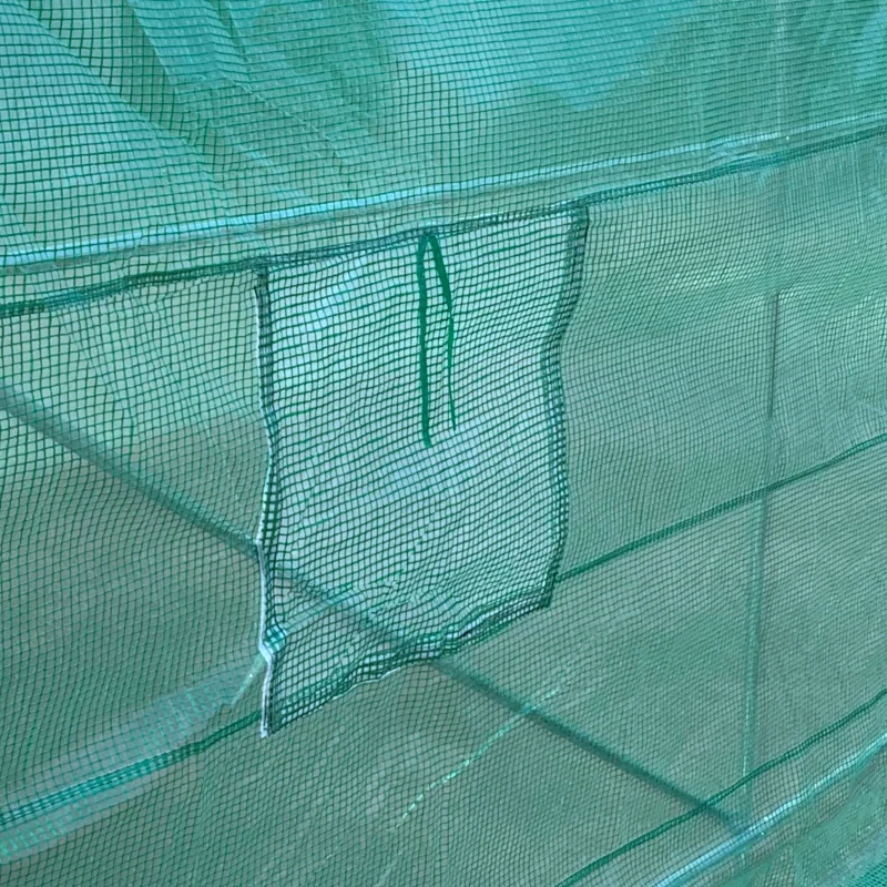 Outsunny Invernadero de Exterior 4x2x2 m Invernadero de Túnel con 6 Ventanas de Malla y Puerta Enrollable con Cremallera Invernadero de Huerto Anti-UV para Patio Jardín Verde