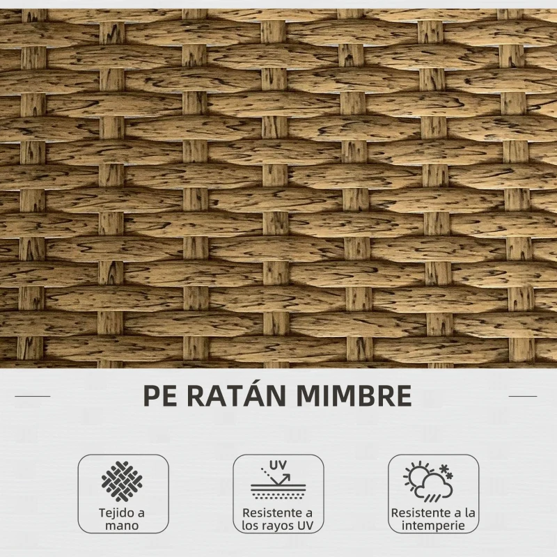 Outsunny Conjunto de Jardín de Ratán Sintético con 1 Sofá con Chaise Longue y 1 Mesa de Centro Natural y Crema