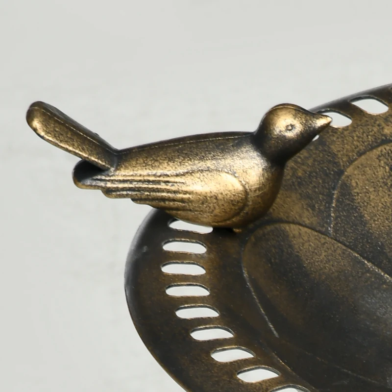 Outsunny Banheira para Pássaros de Jardim Altura 72 cm com 2 Níveis Desenho Elegante Banheira para Aves para Exterior Ø50x72 cm Bronze