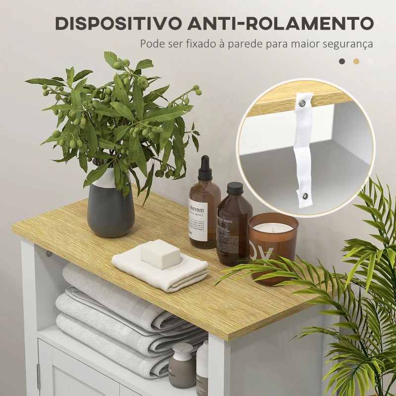 kleankin Armário Casa de Banho com Prateleiras Ajustáveis Móvel Auxiliar Casa de Banho Moderno 60x30x80,5 cm Branco