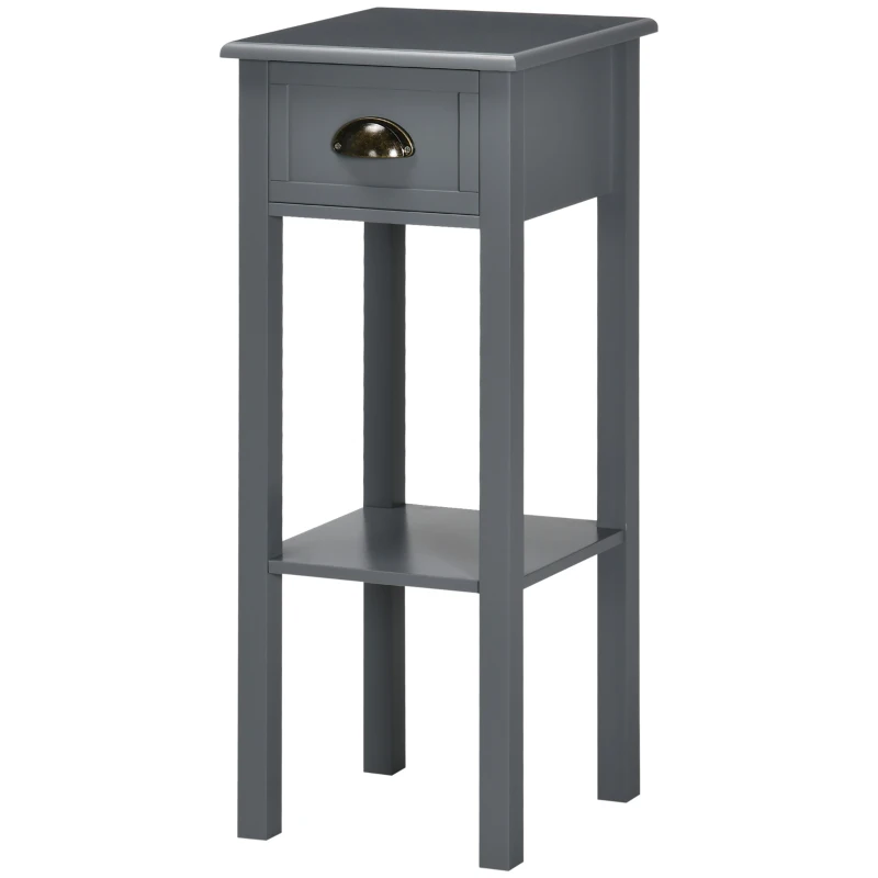 HOMCOM Mesa de Apoio com Gaveta e Prateleira de Armazenamento Estilo Moderno 30x30x75cm Branco