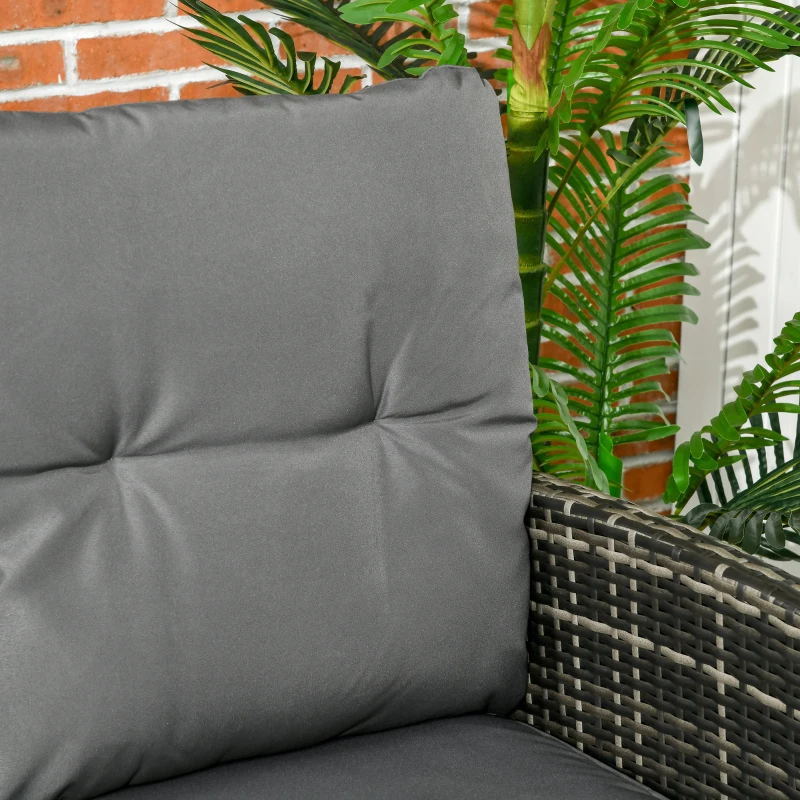 Outsunny Conjunto Móveis de Jardim 6 Peças em Vime Sintético com Sofá de 3 Lugares 2 Poltronas Bancos e Mesa de Centro Cinza