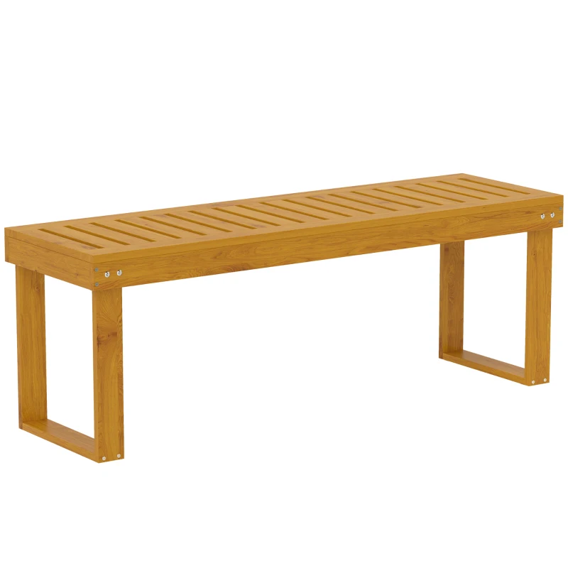 Outsunny Banco de Jardim de 2 Lugares Banco de Madeira com Assento em Ripas Banco para Pátio Exterior Varanda 120x34x43 cm Teca