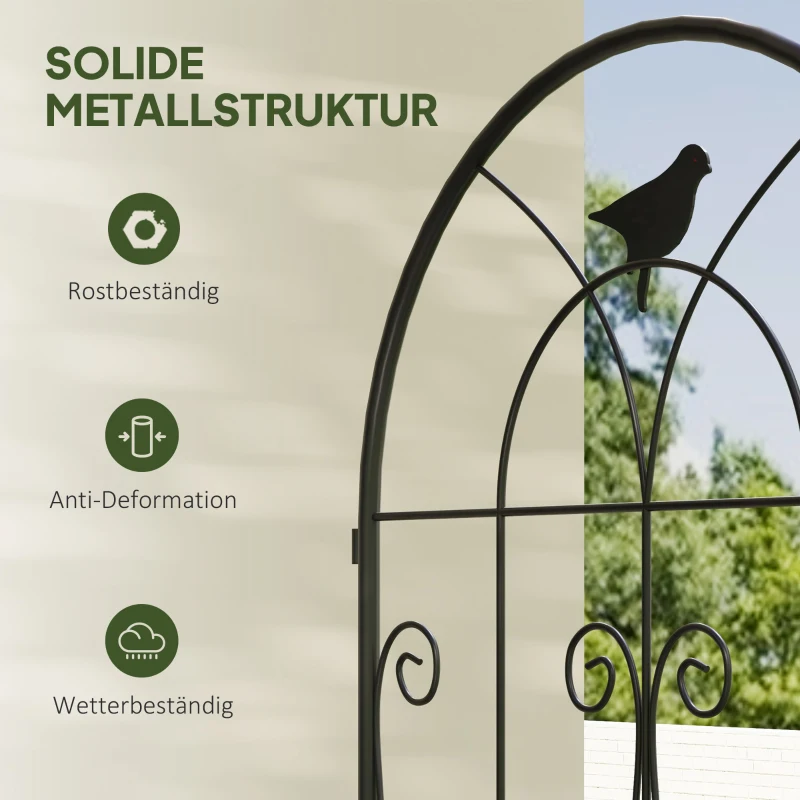 Outsunny Rankgitter Metall 2er Set zum Stecken rostfrei Rankhilfe mit Vogeldesign für Kletterpflanzen 50x120 cm Schwarz(m-7)