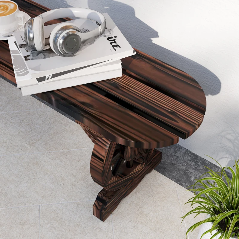 Outsunny Banco de Jardim de 2 Lugares Banco de Madeira com 2 Rodas Decorativas Estilo Rústico 120x29x39 cm Madeira