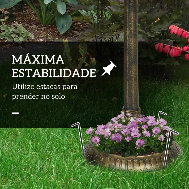 Outsunny Banheira para Pássaros de Jardim Altura 72 cm com 2 Níveis Desenho Elegante Banheira para Aves para Exterior Ø50x72 cm Bronze