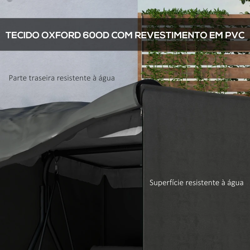 Outsunny Capa para Móveis de Jardim Capa Protetora para Baloiços de Exterior com Fecho de Correr 177x114x152 cm Cinza Escuro