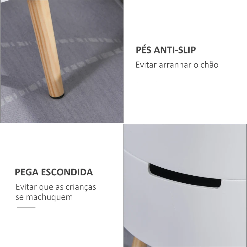 HOMCOM Mesa Auxiliar Moderna com 3 Níveis Mesa de Centro Desmontável com Tampa 2 Espaços de Arrumação Ø38x48,3 cm Branco e Madeira