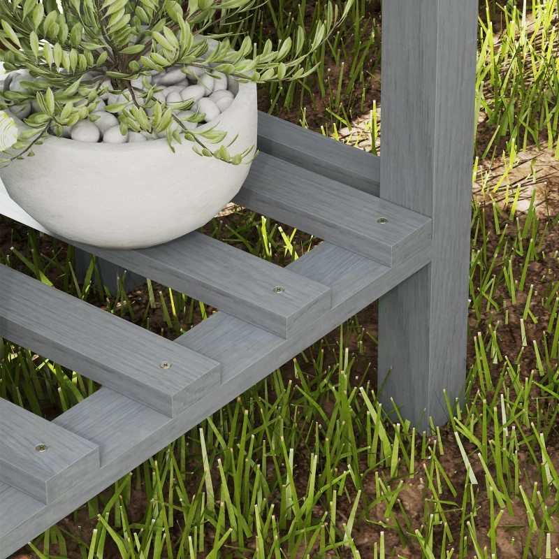 Outsunny Horta Vertical de Madeira Mesa de Cultivo com Prateleira Floreira Elevada para Cultivos de Flores Vegetais 100x30x70,5 cm Cinza
