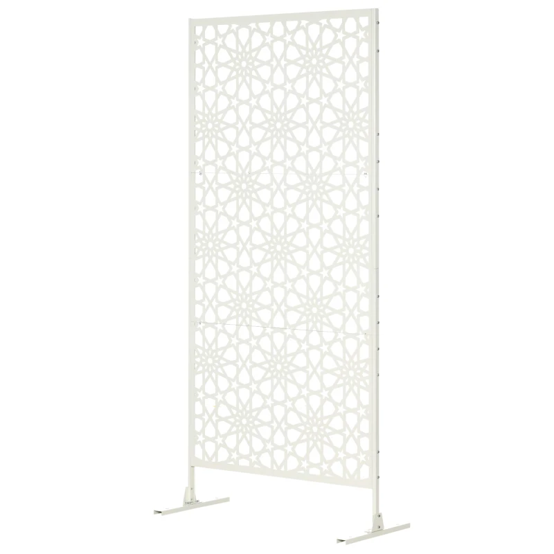 Outsunny Biombo de 3 Peças Separador de Ambiente com Desenho em Flocos de Neve Biombo para Exterior  92x45x198 cm Branco