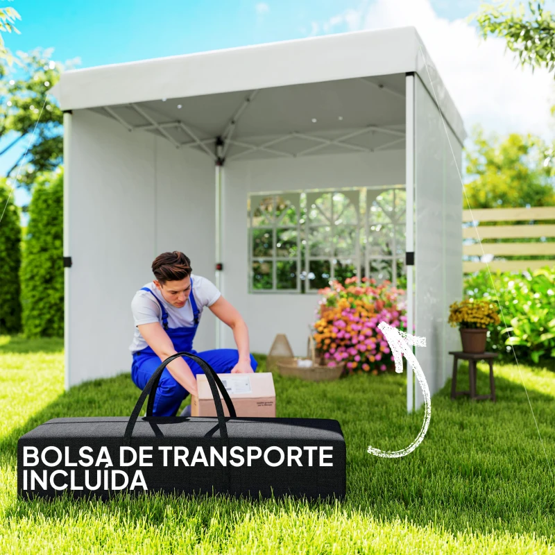Outsunny Tenda Dobrável Pop-Up 248x248x270 cm com 4 Paredes Laterais Anti-UV Altura Ajustável e Bolsa de Transporte Branco