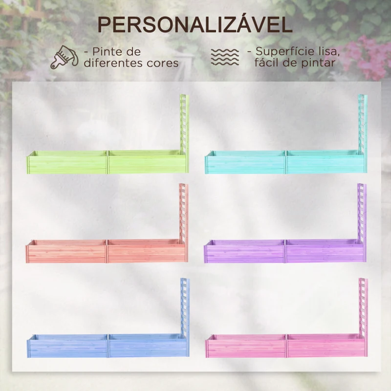 Outsunny Floreira de Madeira com Treliça para Plantas Trepadeiras e 2 Caixas de Cultivo para Pátio Varanda 230x60x110 cm Madeira