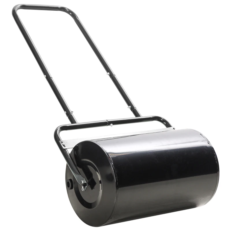 Outsunny Rolo para Relva Largura 58cm Ø32cm Rolo para Relvado 38L Preenchível de Areia ou Água com Guiador em U para Jardim Preto
