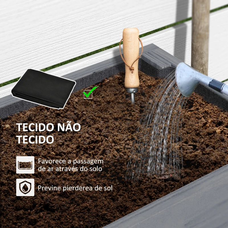 Outsunny Horta Vertical de Madeira Mesa de Cultivo com Prateleira Floreira Elevada para Cultivos de Flores Vegetais 100x30x70,5 cm Cinza