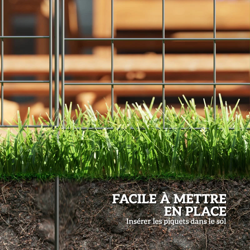 Outsunny Clôture de jardin en métal clôture décorative lot de 6 pour légumes bordure de chemin 460 x 97 cm noir