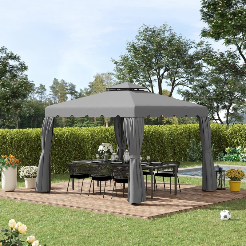 Outsunny Toldo de Substituição para Pérgola 300x300 cm com Duplo Teto e 8 Orifícios de Drenagem Cinza Claro