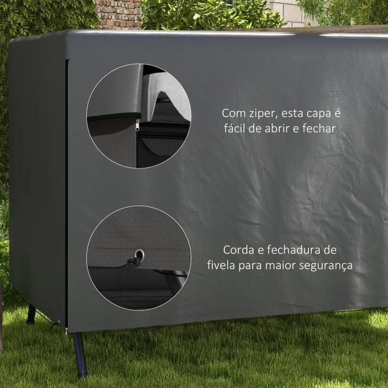 Outsunny Capa Protetora para Baloiço de Jardim de 3 Lugares 215x155x150 cm Impermeável com Fecho de Correr Cinza Escuro