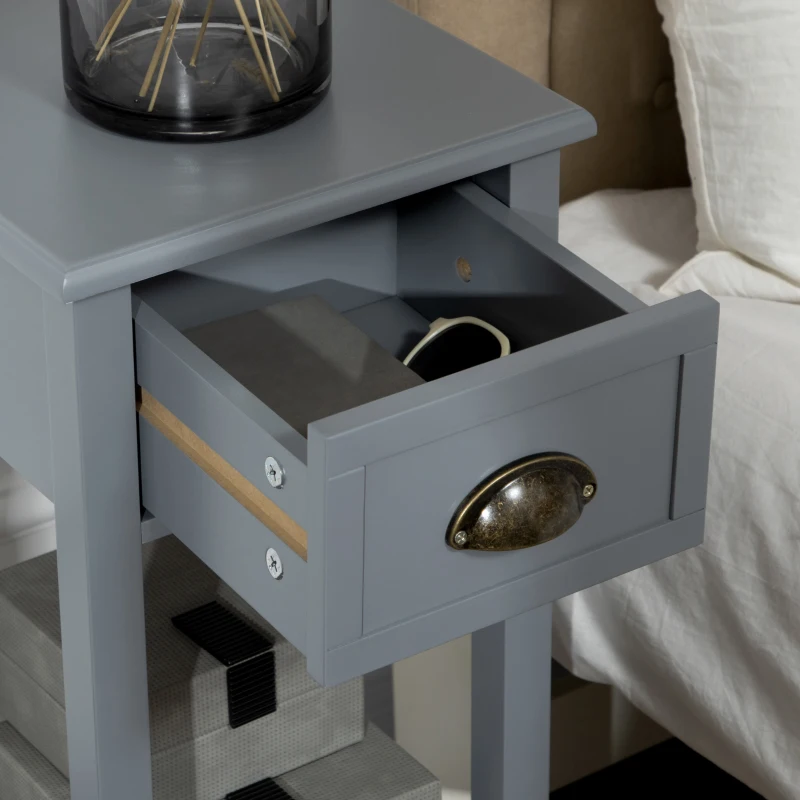 HOMCOM Mesa de Apoio com Gaveta e Prateleira de Armazenamento Estilo Moderno 30x30x75cm Branco