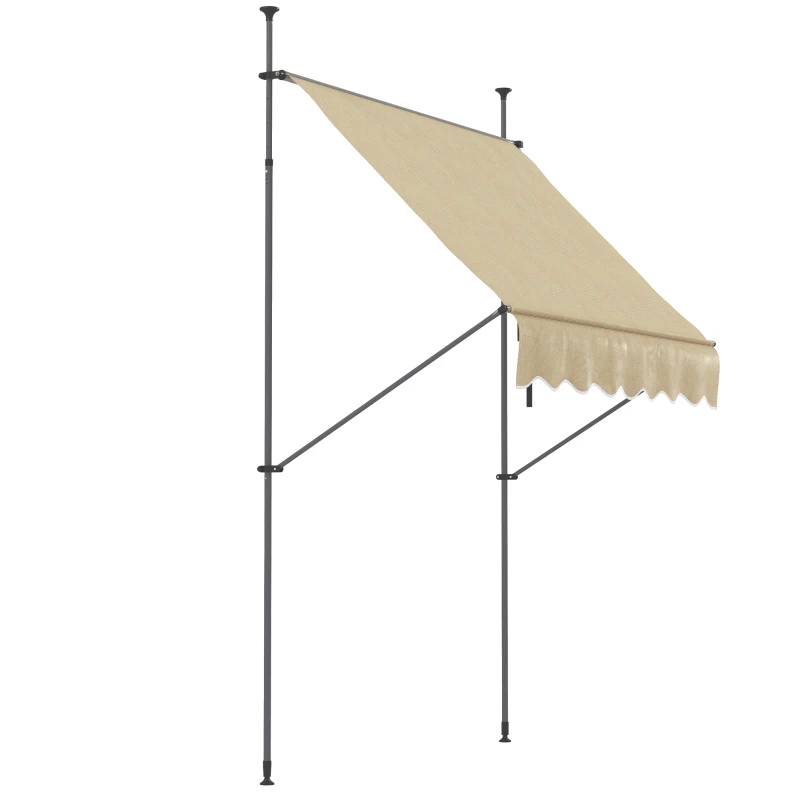Outsunny Toldo Manual Retrátil com Manivela 200x120x210-300 cm com Altura Ajustável Impermeável para Jardim Varanda Bege