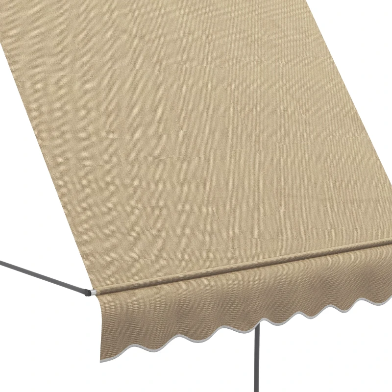 Outsunny Toldo Manual Retrátil com Manivela 200x120x210-300 cm com Altura Ajustável Impermeável para Jardim Varanda Bege