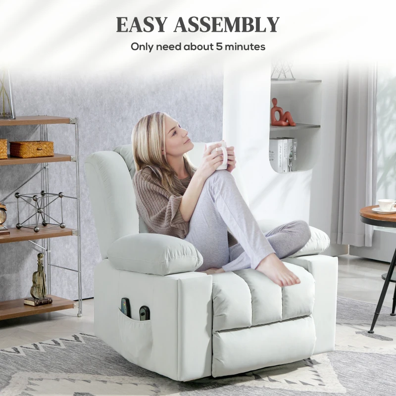 HOMCOM Elektryczny Fotel z Pomocą przy Wstawaniu, Miękki Aksamitny Materiał, Złącza USB