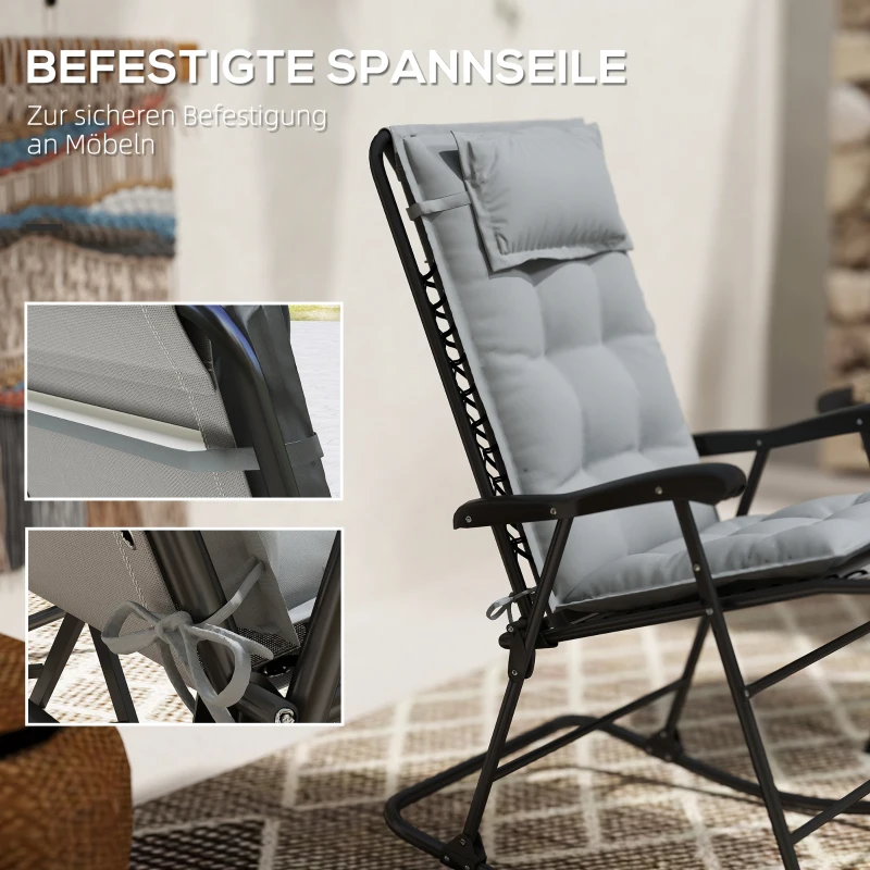 Outsunny 2er Set Auflage für Sonnenliege Wasserabweisend Liegenauflage für Gartenliege Polsterauflage 50x116x5 cm, Hellgrau