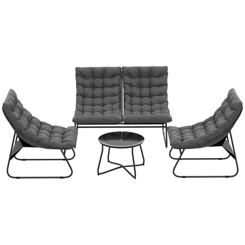 Outsunny Four-Piece Curved Seat Garden Sofa Set - Grey/Black