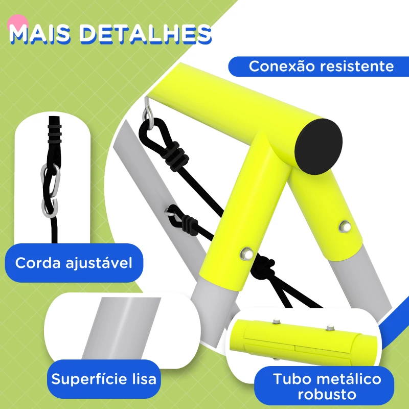 Outsunny Baloiço para Crianças 4 em 1 com 2 Baloiços Trepador Rede de Escalada Corda Ajustável e Anti-UV 260x185x180 cm Cinza e Verde