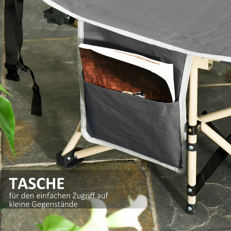 Outsunny Łóżko Kempingowe, Składane, Odporna na Warunki Atmosferyczne, z Torbą, 190 x 68 x 52 cm, Szare