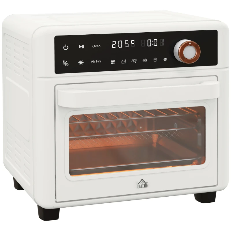 HOMCOM Four électrique de table 13L 1200W Friteuse à air 1200W Air Fryer avec 12 modes de chauffage et minuterie crème(m-10)