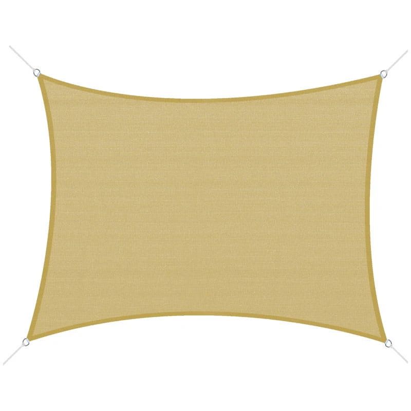 Outsunny Toldo de Terraza Rectangular 6x4 m con Protección Rayos UV Anillas de Acero Inoxidable y Cuerdas para Jardín Patio Beige