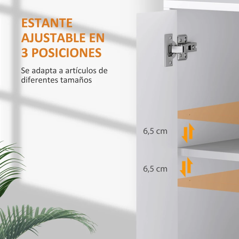 HOMCOM Aparador de Salón con Estante Ajustable Aparador de 3 Puertas Acanaladas 107x35x80 cm Blanco