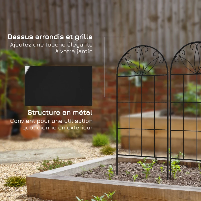 Outsunny Treillis de jardin lot de 2 support pour plantes grimpantes en métal - 51 x 120 cm noir